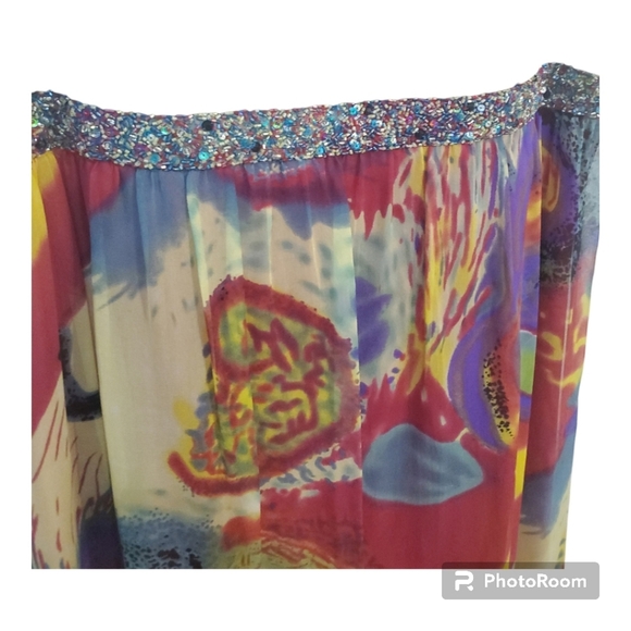 Reg $400 Faviana Sequin colorful Maxi  Dress. Size 18w - Picture 4 of 6